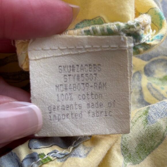 Fresh Produce Women Button Front Cotton Shirt USA Made Yellow Floral Medium D108 - Picture 8 of 10